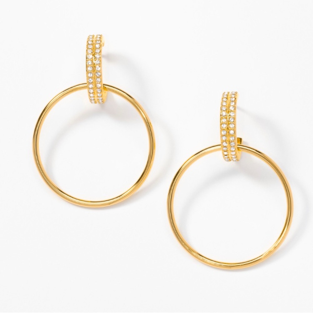 Touchstone Crystalsl by Swarovski FRONT RUNNER hoop earrings gold plated BNIB
